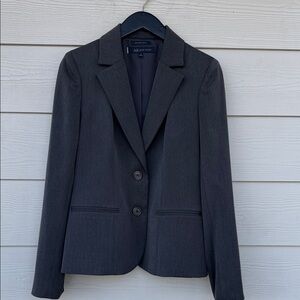 Anne Klein 2Pc Gray Two Button Blazer Jacket With Skirt 2Pc Suit Set Size 4
